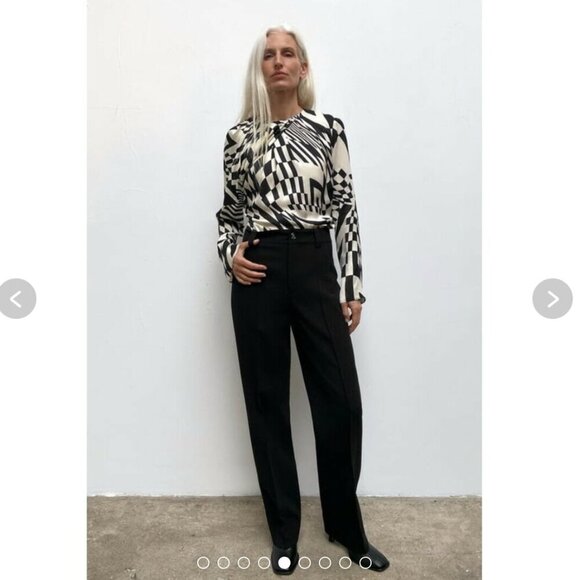 GORGEOUS ZARA SILK EFFECT BLOUSE BLACK AND WHITE. SIZE M - Picture 5 of 8